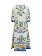 Farm Rio Emily floral print midi Dress with drawstring - Emily Floral Tapestry Off W
