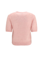 Ganni Alpaca graphic knit T-shirt - Chalk Pink