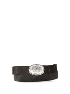 Brunello Cucinelli Texture calfskin Belt with braided metal buckle - Testa Di Moro