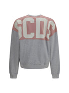 GCDS Crewneck Sweatshirt with back logo - Vapor Grey/Pink
