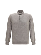 Brunello Cucinelli Virgin wool polo Sweater - Roccia+Nebbia