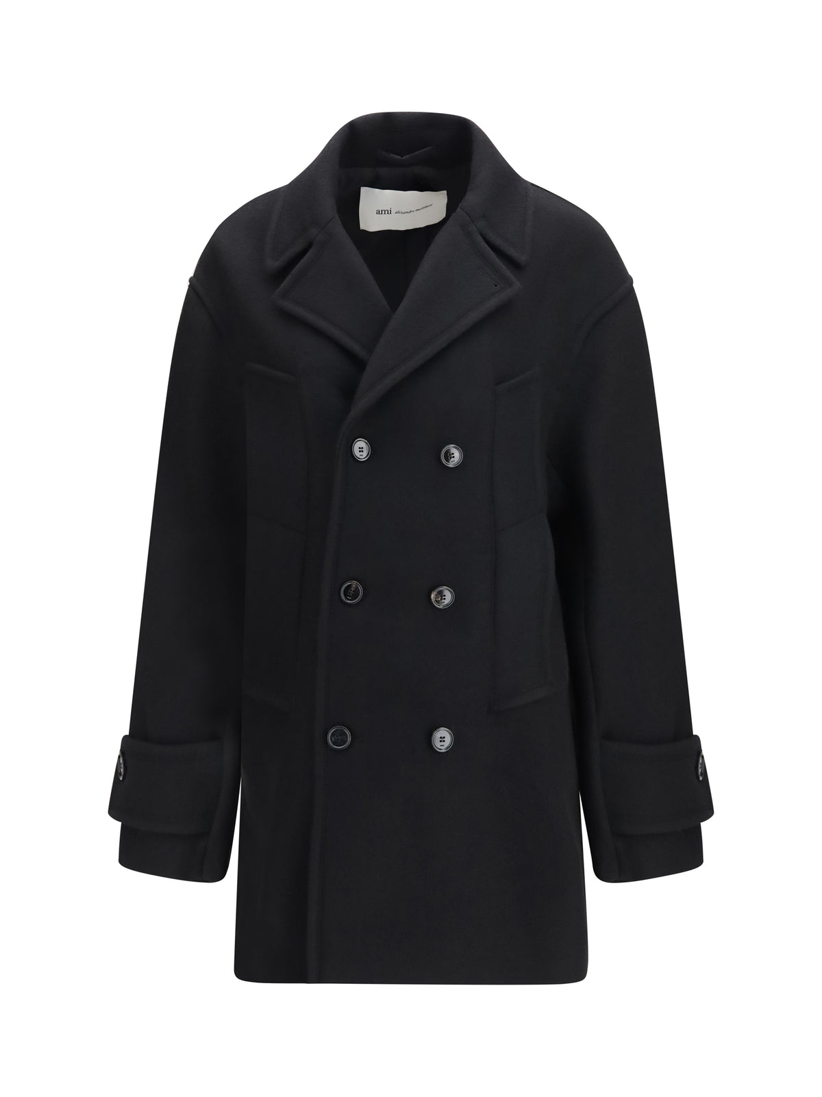 Ami Paris Virgin wool short Caban Coat - Noir