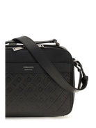 Ferragamo Leather crossbody Bag with embossed Gancini pattern - Black