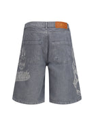GCDS Riders baggy Shorts with designs - Quarry Grey/White