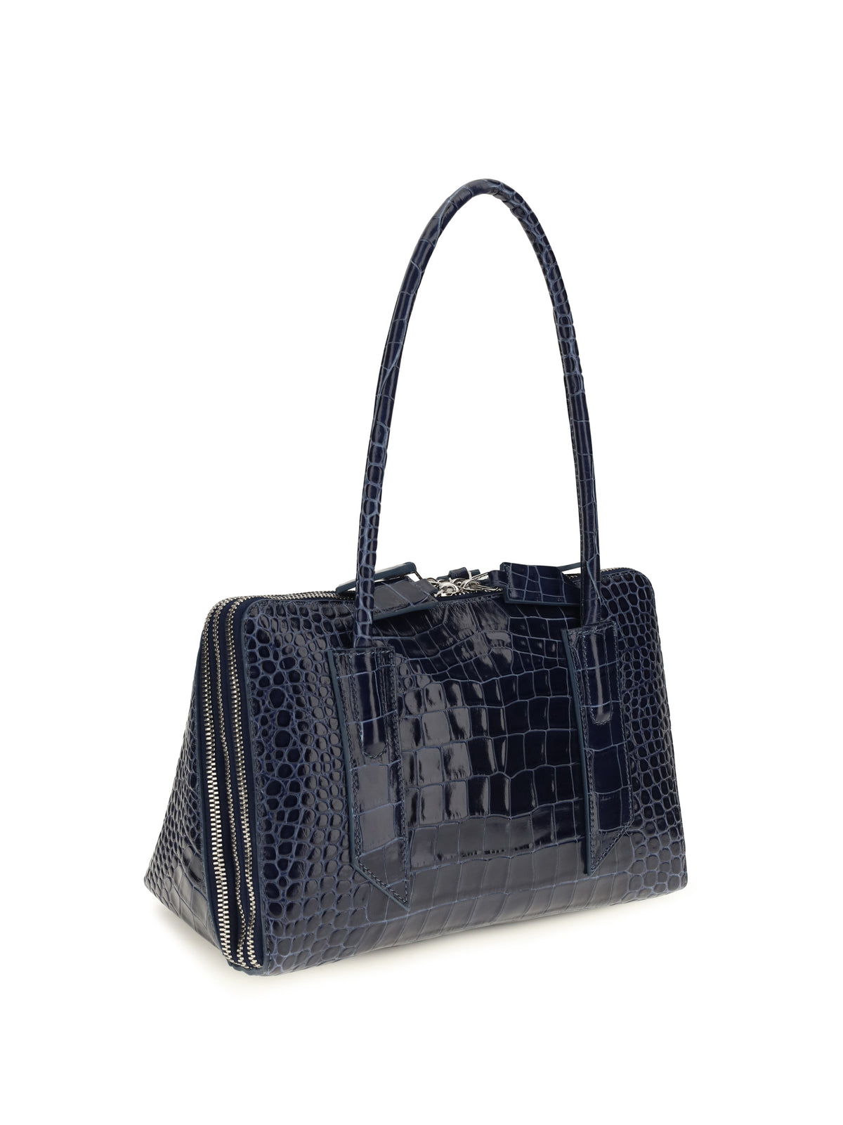 The Attico L’altra di Milano crocodile-effect Shoulder Bag - Dark Blue