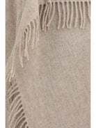 Fabiana Filippi High-neck wool Cape with concealed closure and fringes - Casha'