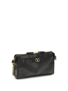 Valentino Small Panthea Chevron nappa Shoulder Bag - Black