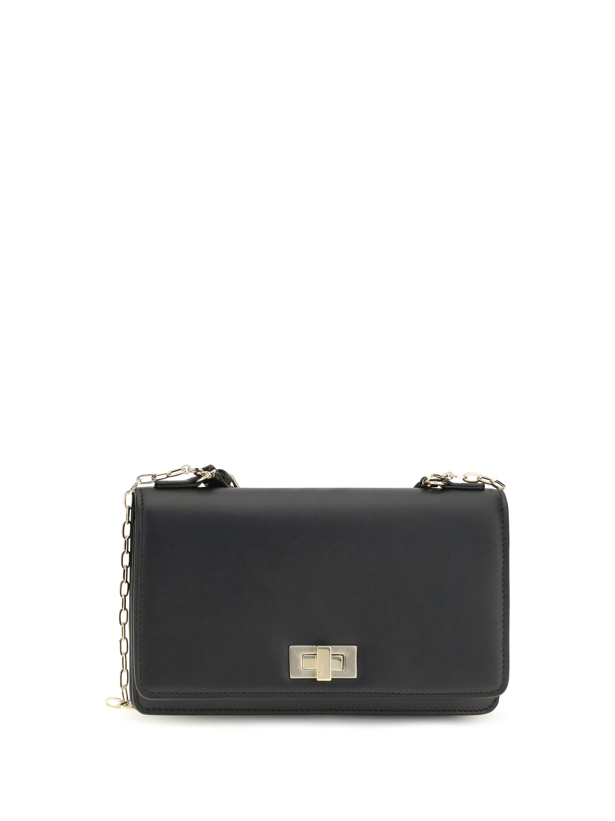 Fendi Peekaboo leather Chain Wallet - Black