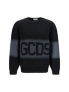 GCDS Logo Spray crewneck Sweater - Black/Grey