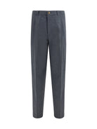 Brunello Cucinelli Virgin wool, cotton and silk mouliné canvas pleated Pants - Anthracite
