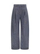 Brunello Cucinelli Lightweight denim Pants with pleats - Blue/Silver