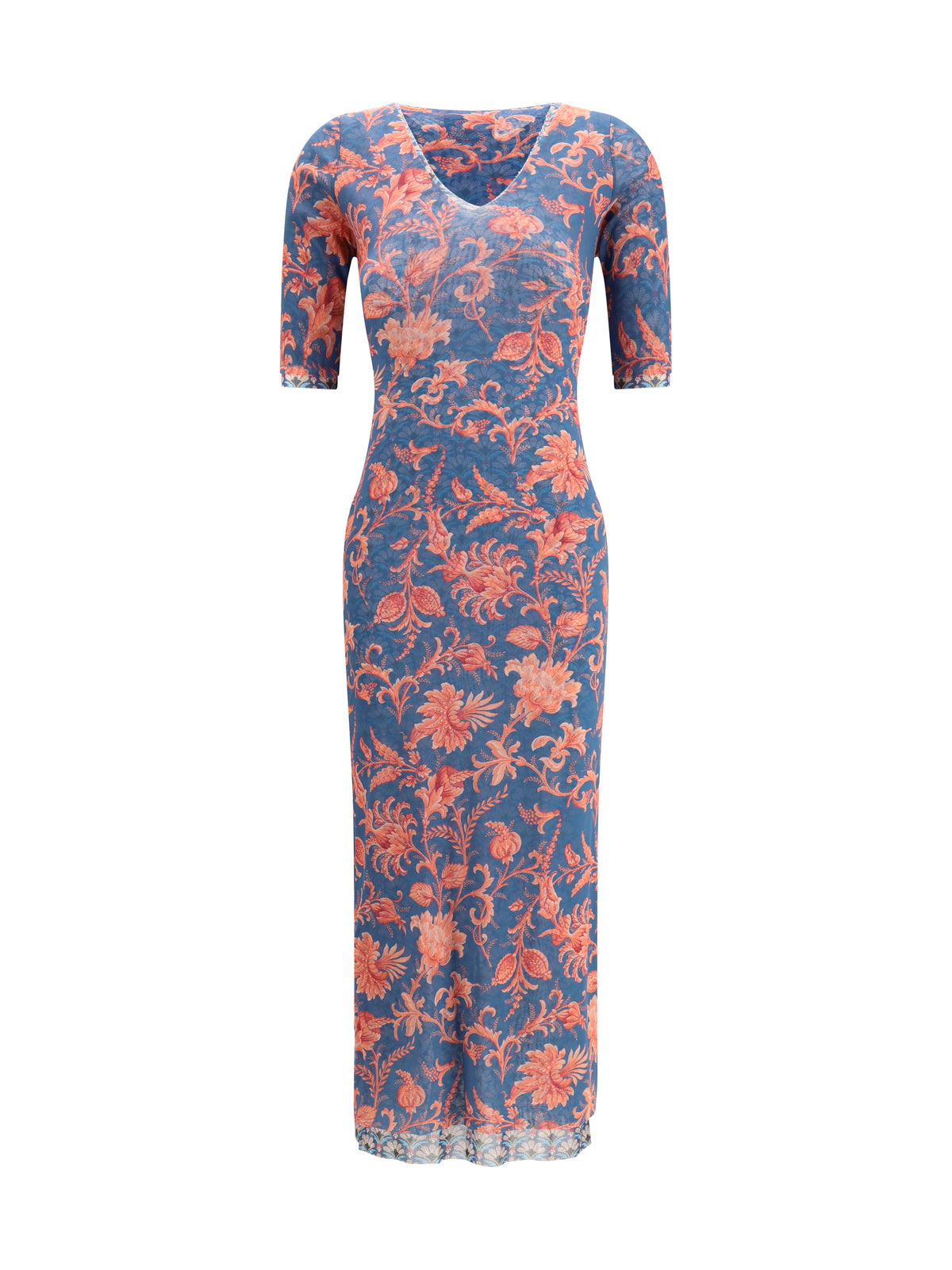 Etro Stretch tulle midi Dress with floral motif - X0886