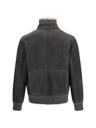 Brunello Cucinelli Shearling Jacket with zip and high neck - Acciaio Pelo Ecru'