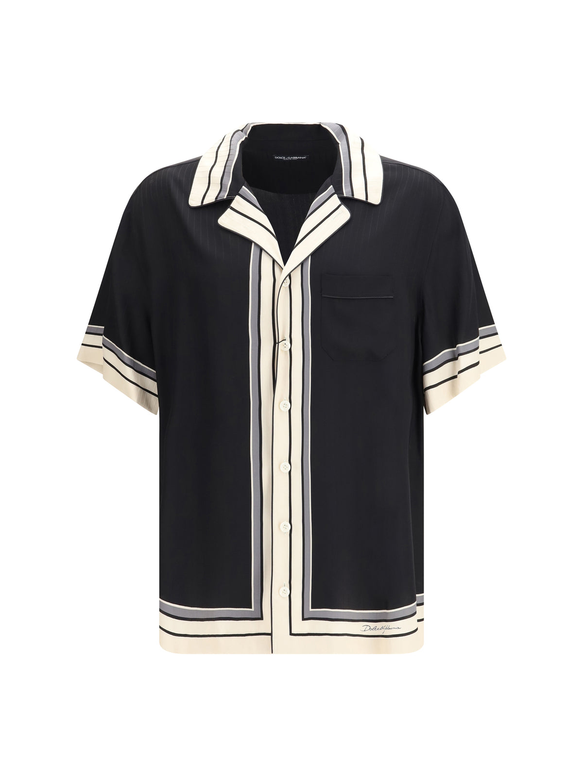 Dolce & Gabbana Hawaii Shirt with logo and striped print - Striped F.Nero