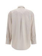 Toteme Oversized striped Shirt in cotton - Yellow/Sky