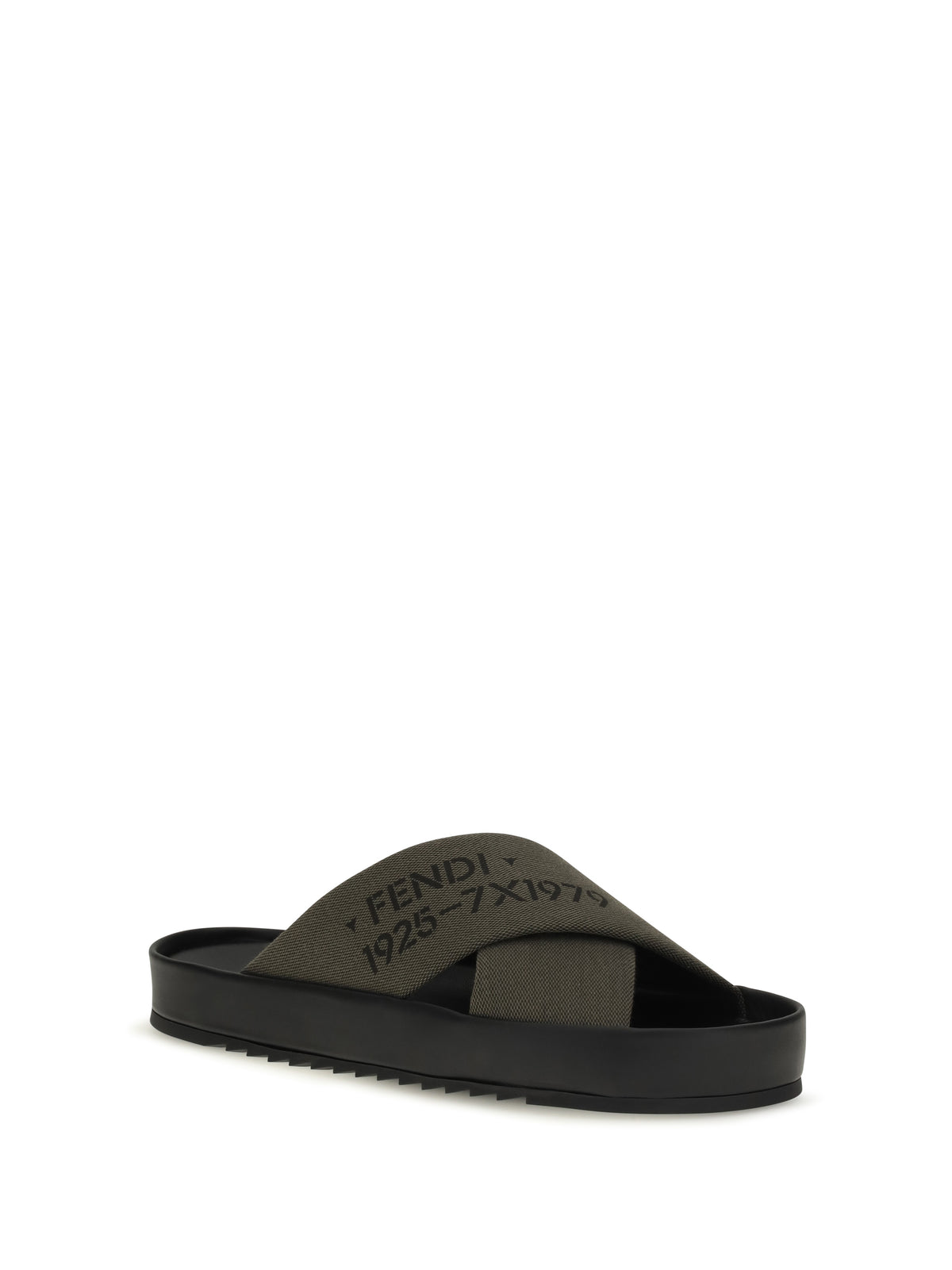 Fendi Double Slide Sandals - V.Militare Nero+Nero