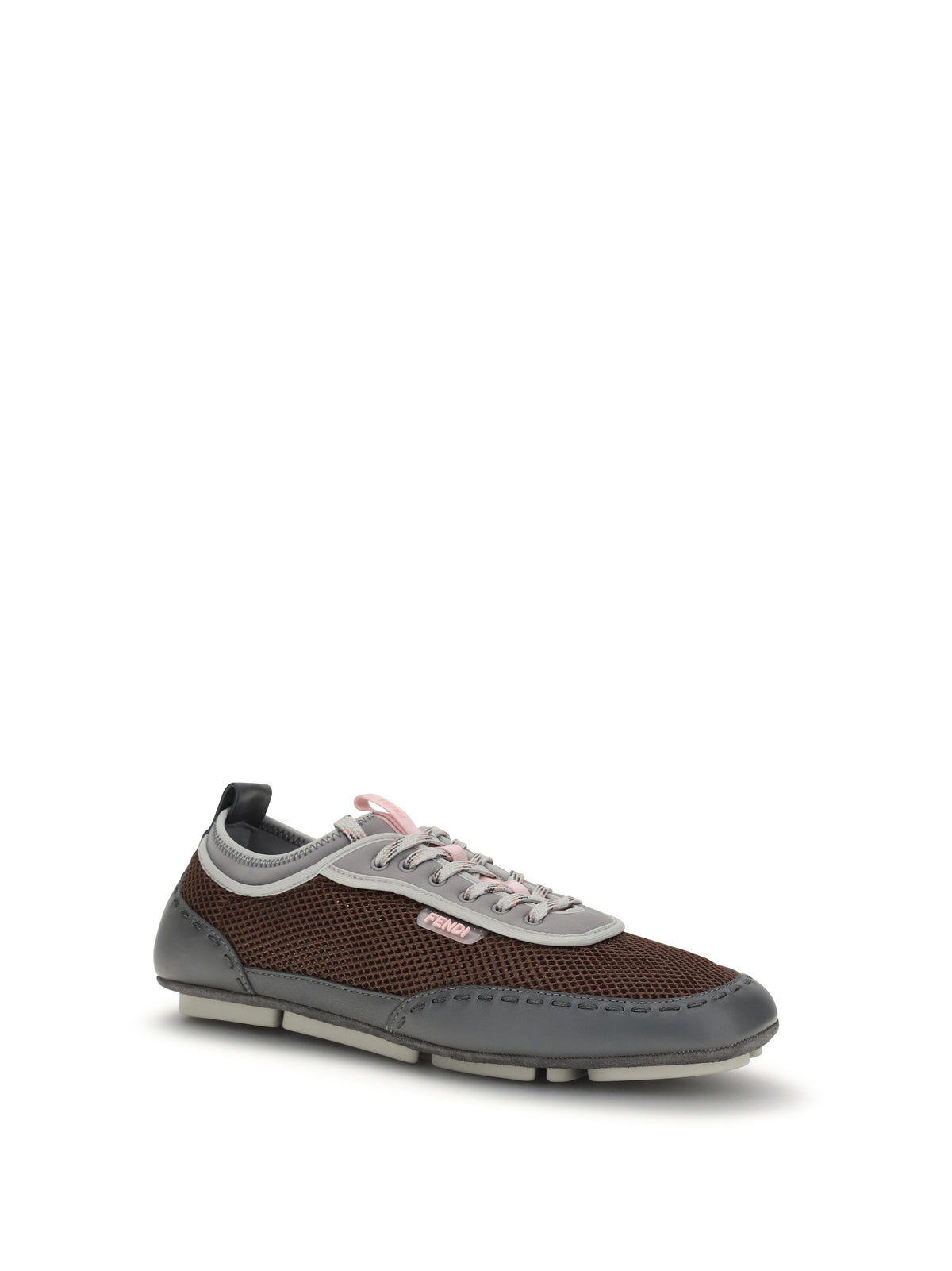 Fendi Leather and mesh Sneakers by Fendi - Grig+Moro+Grigio Med