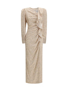 Alessandra Rich Jacquard draped Dress with flounces - Cream