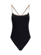 Burberry Check trim Swimsuit - Black