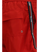 GCDS Logo-detail swim Shorts - Tomato Red/Black