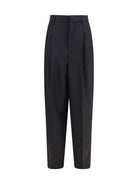 Ami Paris Wide-leg tailored Pants - Gris Charcoal/Marron Choco