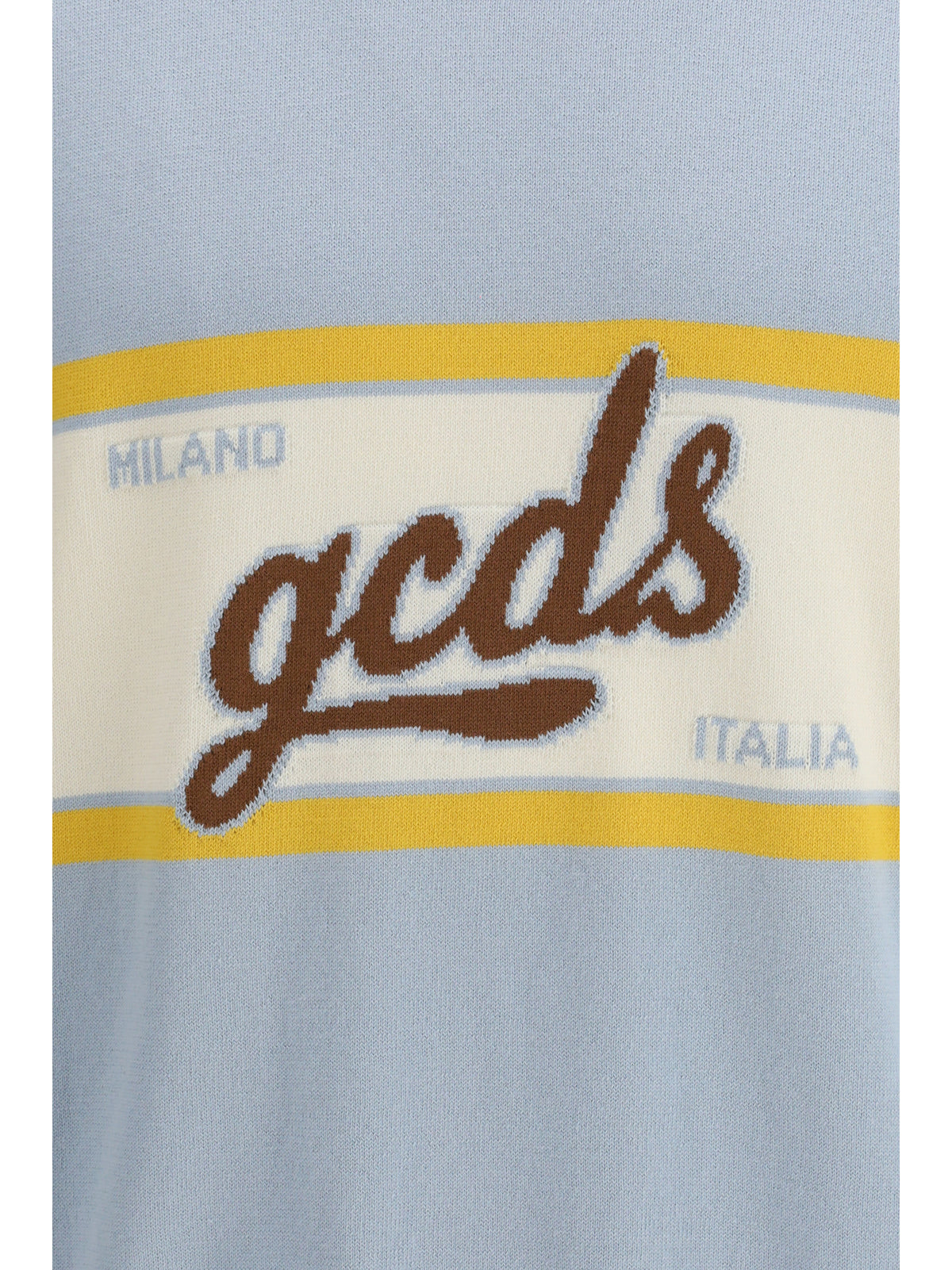 GCDS Logo script crewneck with short sleeves - Pale Blue/Yellow