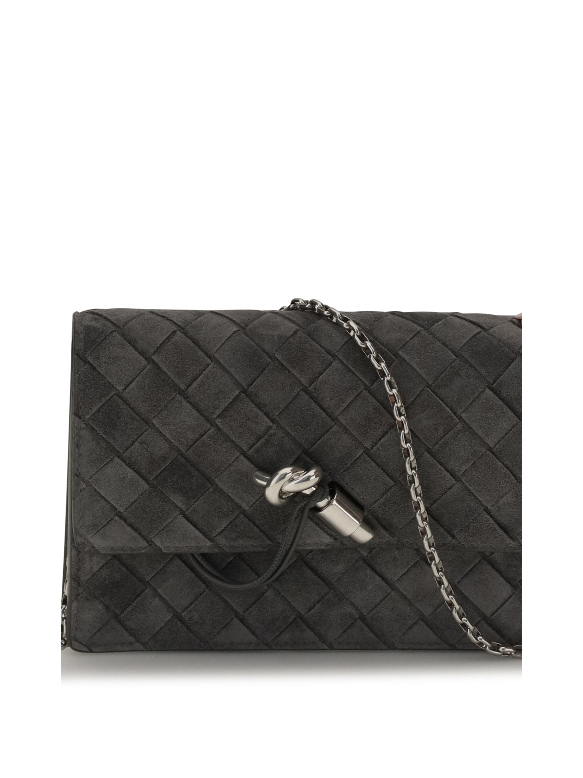 Bottega Veneta Andiamo suede Shoulder Bag - Obsidian Grey-Silver