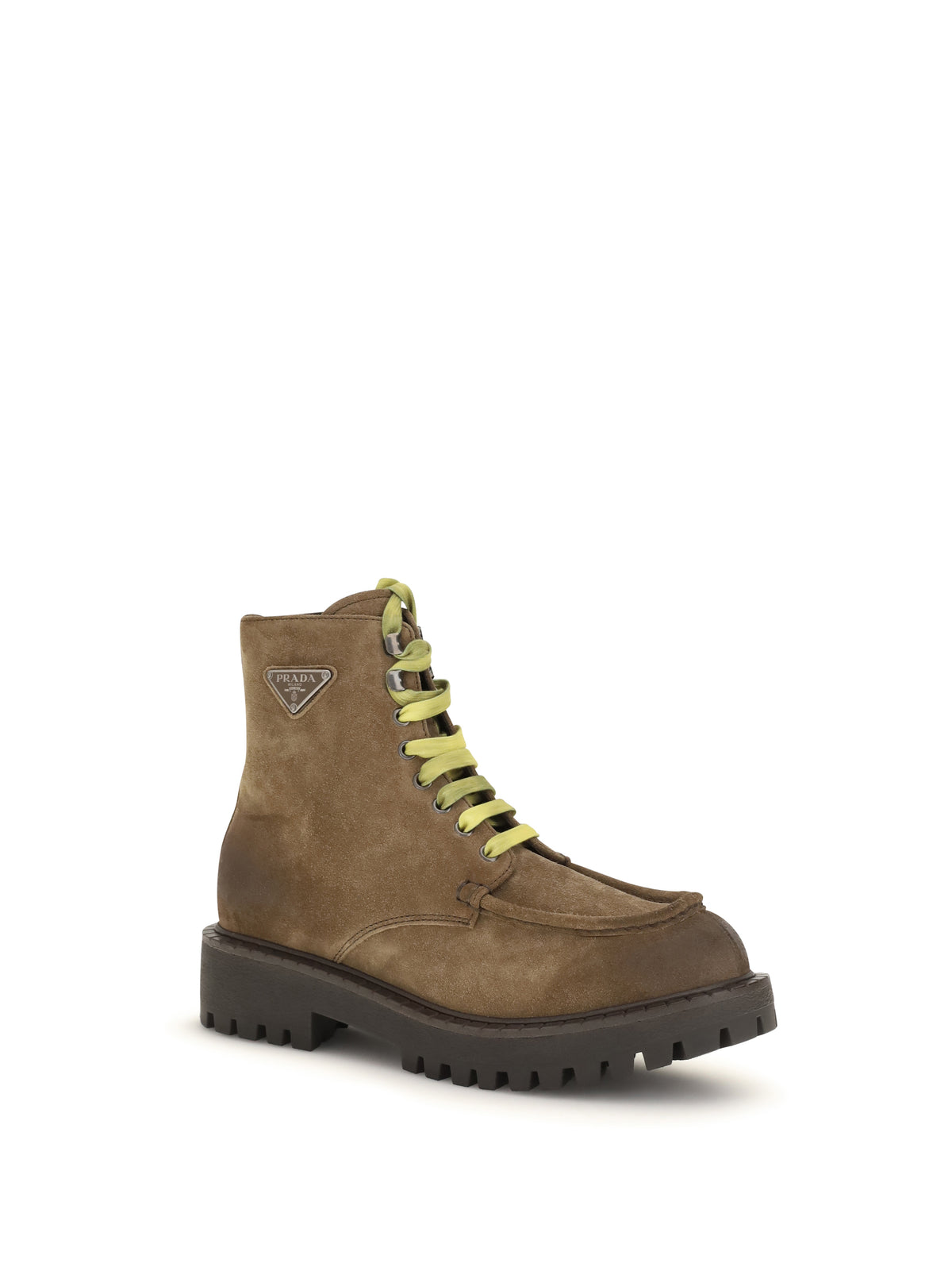 Prada Suede lace-up Ankle Boots - Sigaro