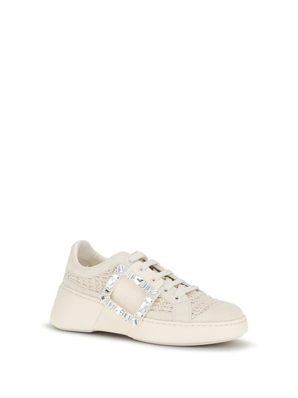 Roger Vivier Viv' Skate leather Sneakers with embroderies details - White Marmo