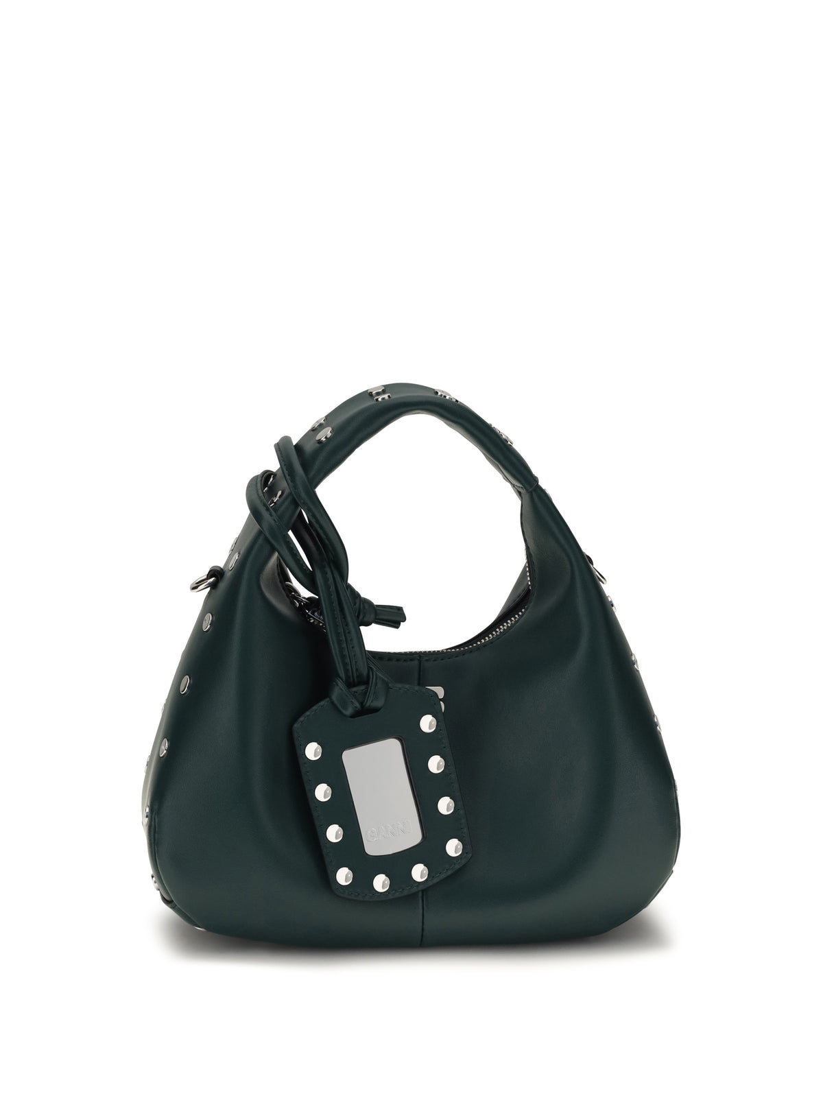 Ganni Mini studded Hobo Handbag - Dark Green