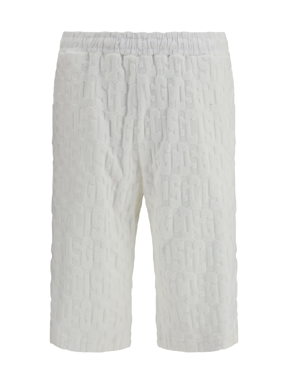 GCDS Shorts with all-over monogram - Optic White/White