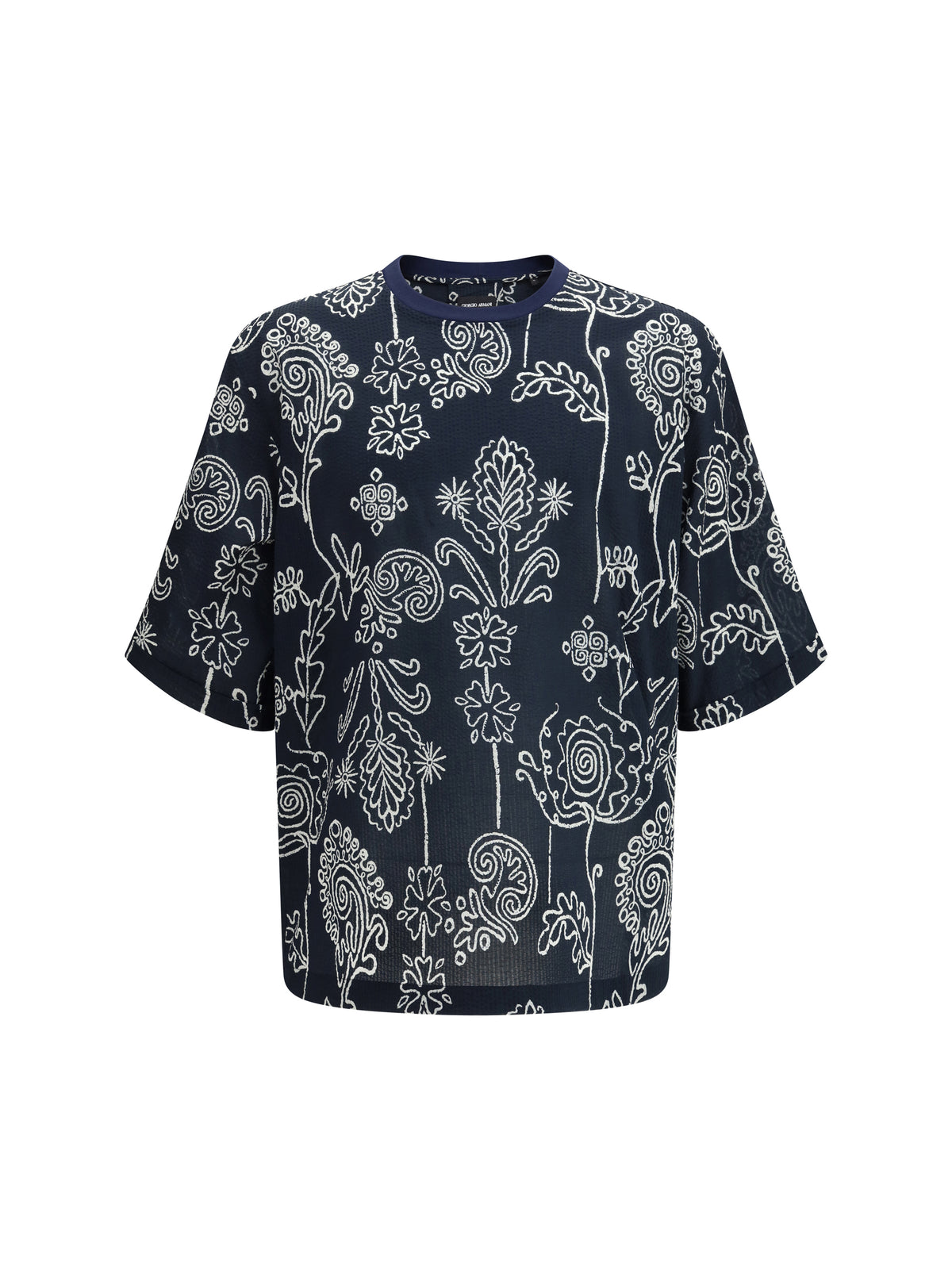 Giorgio Armani Cotton T-shirt with all over pattern - Peacoat