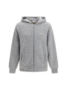 GCDS Hooded Sweatshirt with back logo - Frost Gray/Taupe