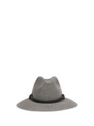 Brunello Cucinelli Felt Fedora Hat with leather band - Light Grey