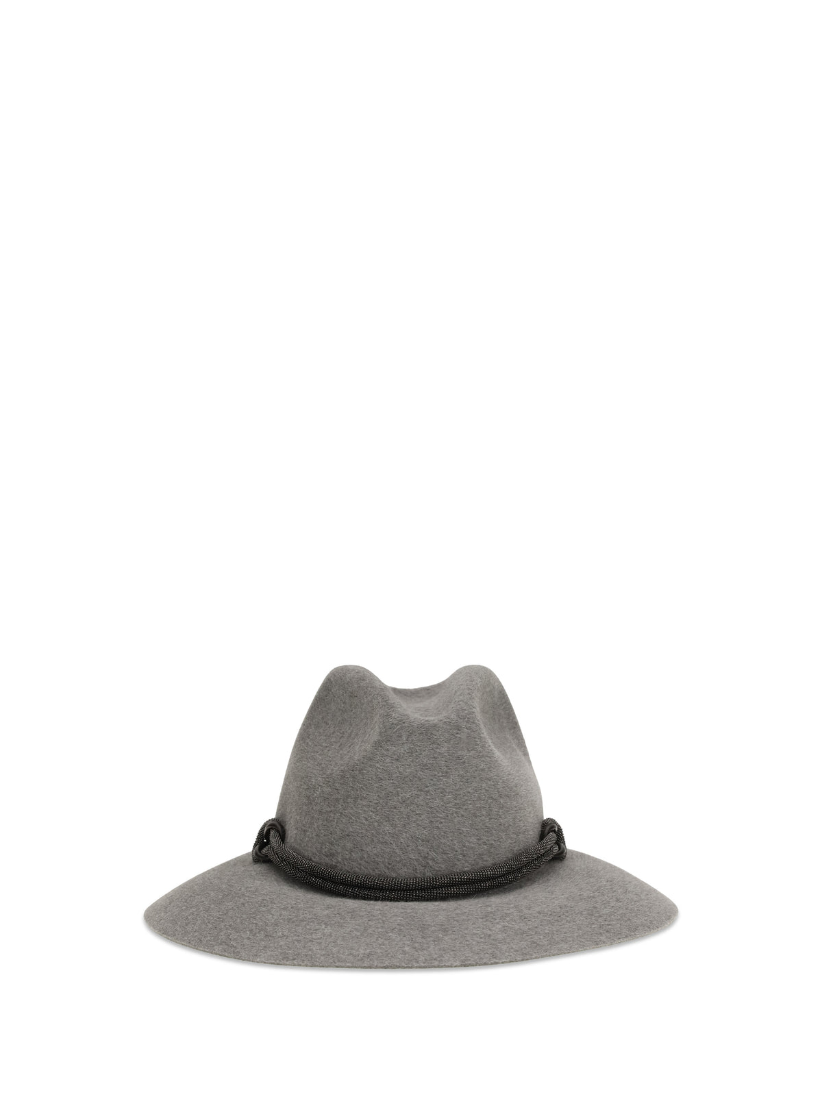 Brunello Cucinelli Felt Fedora Hat with leather band - Light Grey