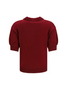Alessandra Rich Merino wool Polo Shirt with buttons - Burgundy