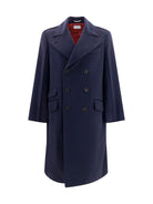 Brunello Cucinelli Double-breasted wool Coat - Navy