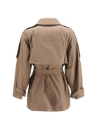 Max Mara The Cube Short water repellent twill Trench Coat - Dark Gold