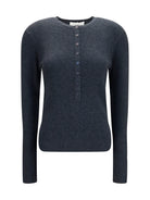 Lisa Yang Airi Henley Sweater in cotton and cashmere - Eclipse