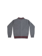 Gucci Wool Polo Cardigan for Girl - Dark Grey/Green/Red