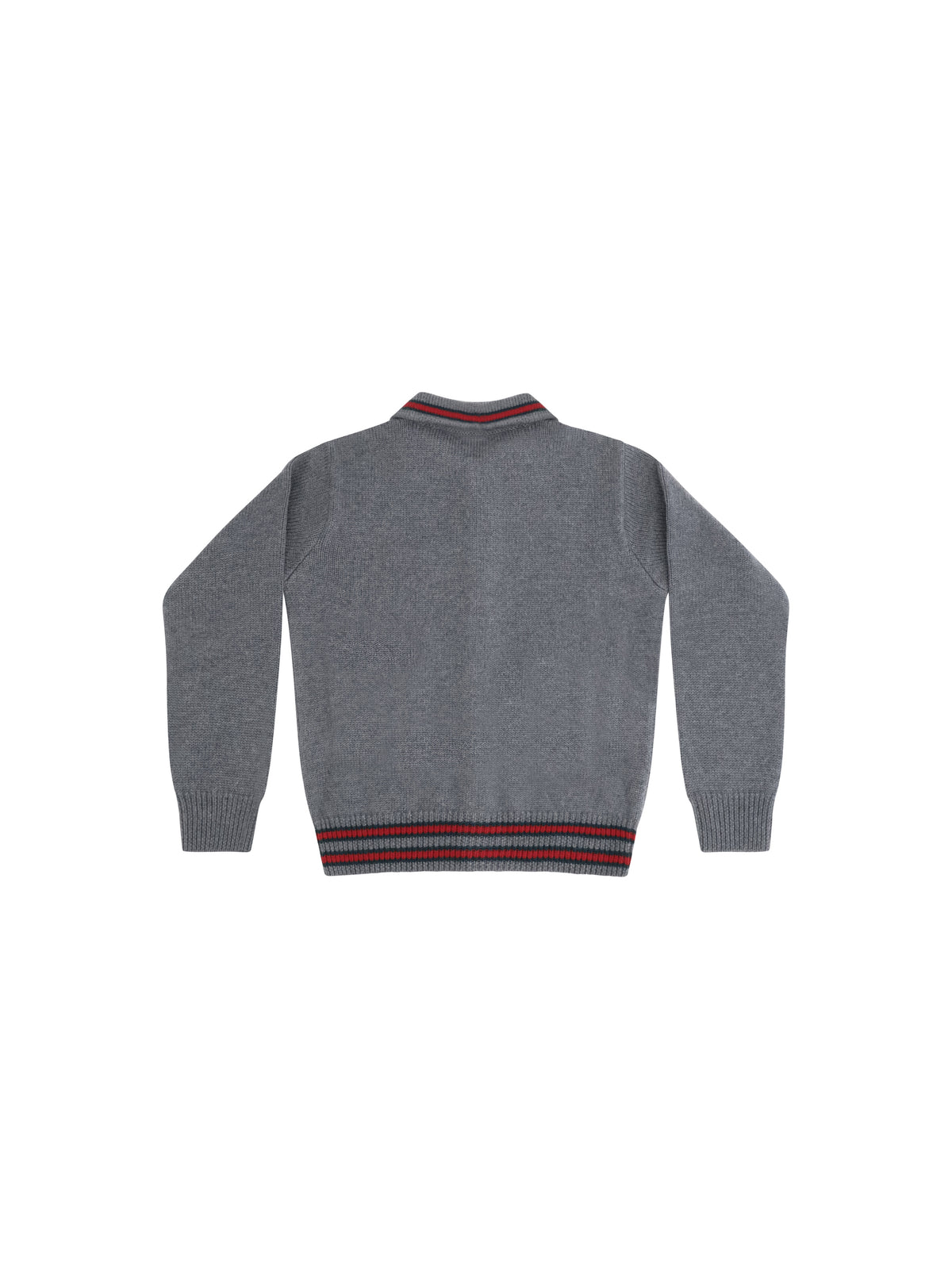 Gucci Wool Polo Cardigan for Girl - Dark Grey/Green/Red