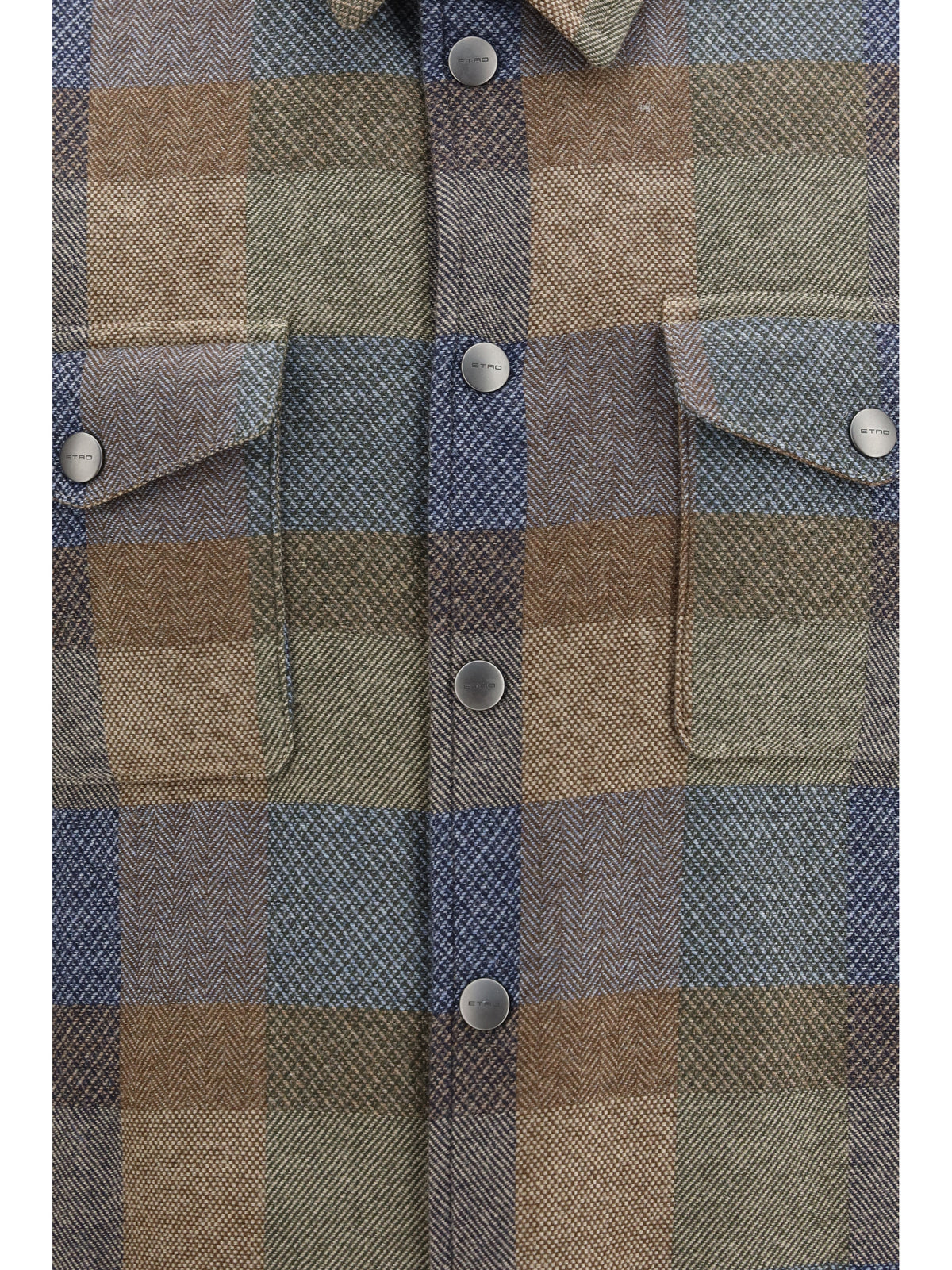 Etro Wool and cashmere check Shirt - Var. Multicolor  F.Do Green