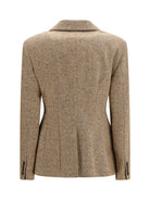 Brunello Cucinelli Virgin wool Donegal Jacket with monili - Olio