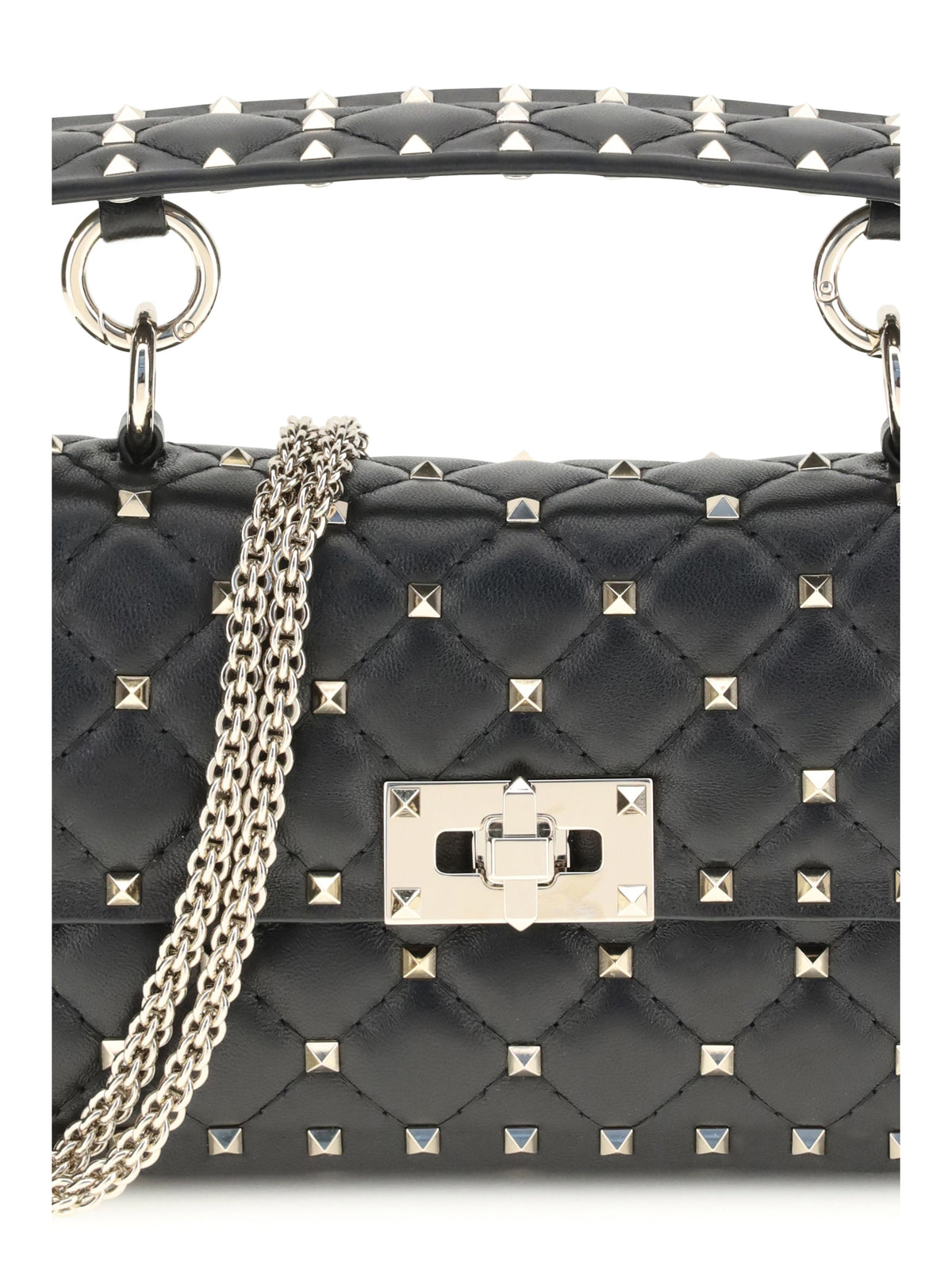 Valentino Rockstud Spike mini Top Handle Bag in nappa - Black