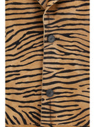 Fendi Tiger print pony effect Leather Coat - Natural
