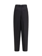 Ami Paris Wide-leg tailored Pants - Gris Charcoal/Marron Choco