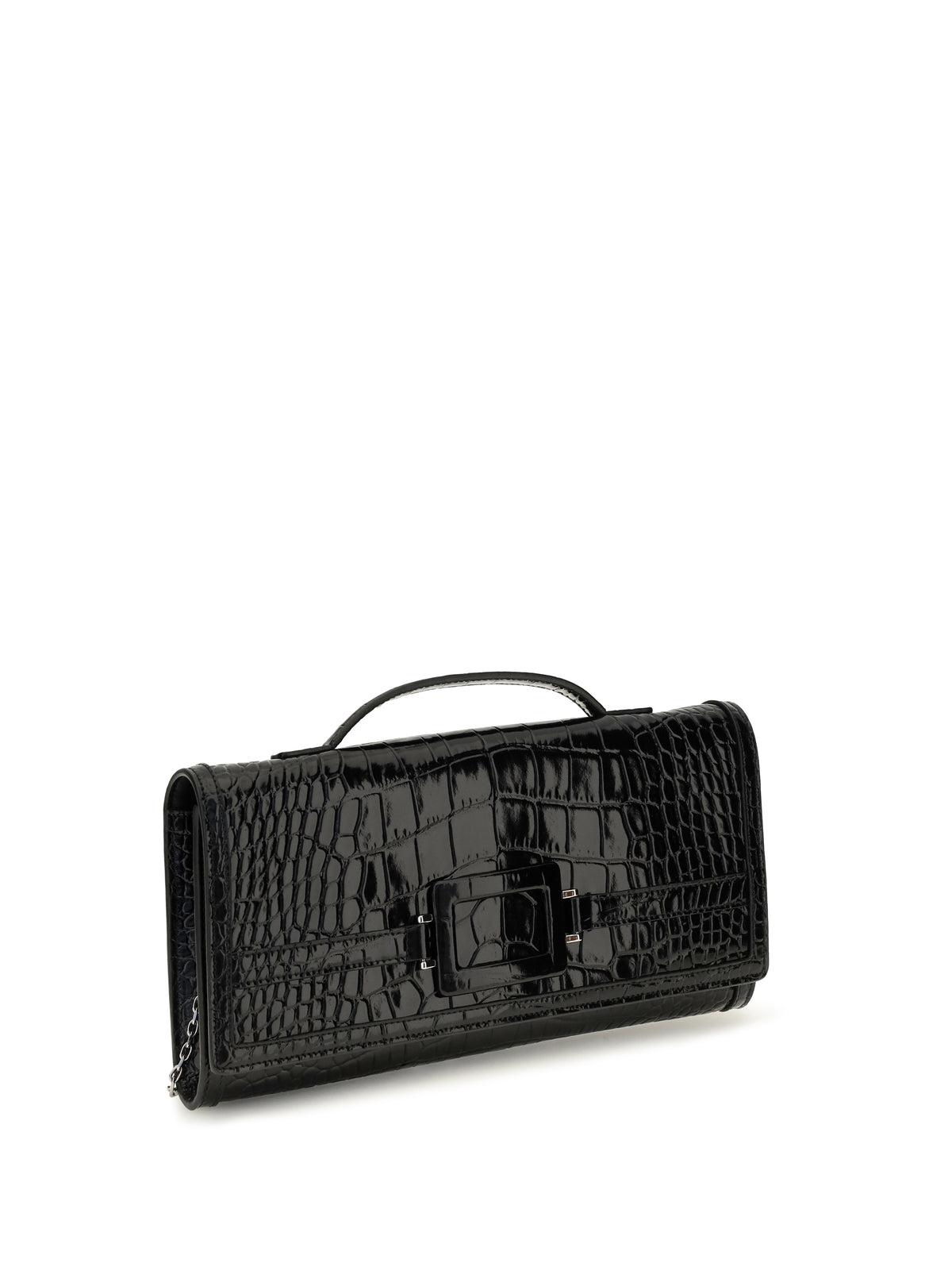 Roger Vivier Belle Vivier crocodile-effect Clutch - Black