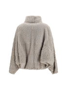 Brunello Cucinelli High-neck shearling Jacket - Stone