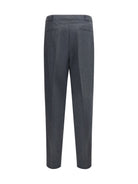 Brunello Cucinelli Virgin wool, cotton and silk mouliné canvas pleated Pants - Anthracite