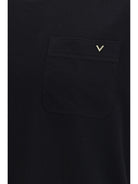 Valentino Cotton T-shirt with VGold - Black